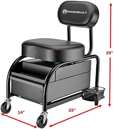 Powerbuilt 2-in-1 Rolling Creeper Seat Converts from High to Low Roller Seat, Fast, Tool-Free Conversion, Garage, Shop, Brake Jobs, Washing, Detailing