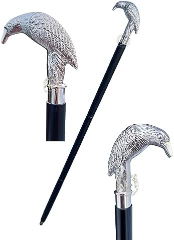 Edgar Allen Poe's Mystic Raven Gothic Walking Stick Swagger Cane, 37 Inch, Hardwood, Black