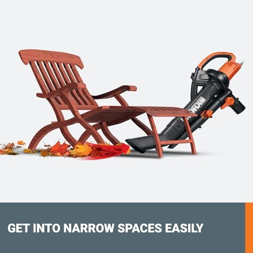 WORX Trivac 3-in-1 Electric Leaf Blower/Leaf Vacuum/Leaf Mulcher, WG509 | 350CFM & 210MPH Airflow, 18:1 Mulch Ratio for Efficient Leaf Removal, Corded