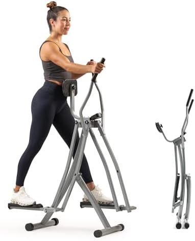Sunny Health & Fitness Smart Air Walk Elliptical Glider Sprinter Trainer | 30" Stride, Low-Impact, Quiet Operation, Foldable and Compact Design, Digital Monitor, SunnyFit App Connectivity