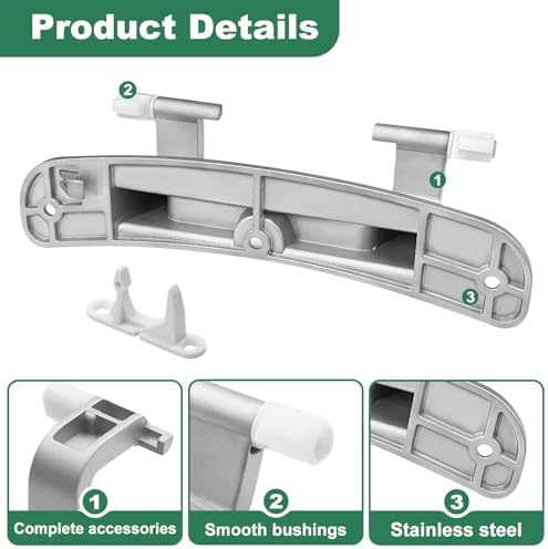 Upgraded 134550800 Affinity Washer Door Hinge with Bushings & 131763310 Striker Kit - Compatible with Frigidaire, Kenmore, Electrolux