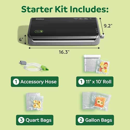 FoodSaver Vacuum Sealer Machine, Automatic Bag Detection, Sous Vide Friendly, with sealer bags, roll, handheld vacuum sealer, black
