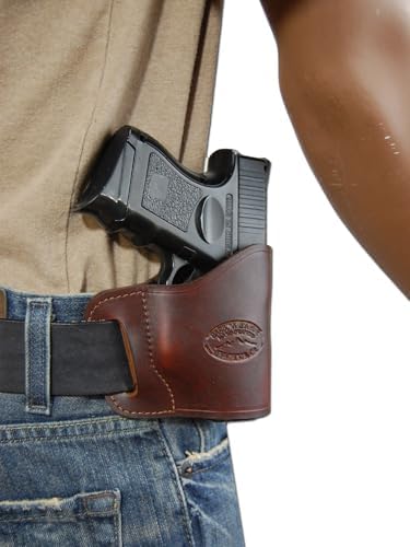 Barsony New Burgundy Leather Yaqui Style Gun OWB Holster for Compact Sub-Compact 9mm 40 45