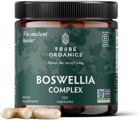 TRIBE ORGANICS Boswellia Serrata Complex Supplement for Joint Support, Muscle Relief - Vegetarian Non-GMO 120 Capsules