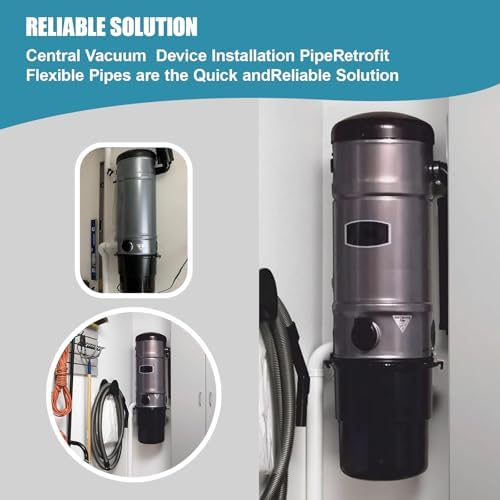 Central Vacuum Hose Fits 2-Inch Indoor Vacuum Tube, Compatible with OVO Flex Easy Retrofit, Flexible Pipe 2-Pack for Quick Installation