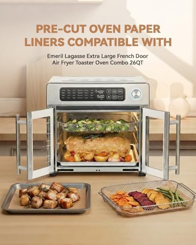 180PCS Air Fryer Parchment Paper Liners Compatible with Emeril Lagasse 26QT | Extra Large French Door Air Fryer Toaster Oven Combo