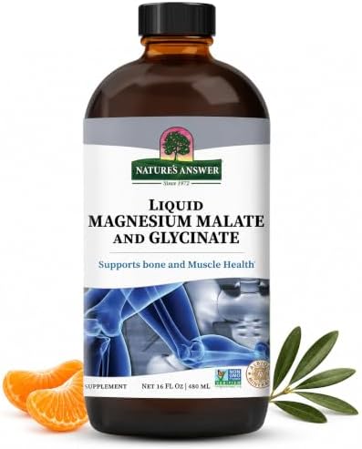 Natures Answer, Magnesium Glycinate Liquid, 16 Fl Oz | Supports Healthy Bone, Muscle and Cardiovascular Function, Gluten-Free, Vegan