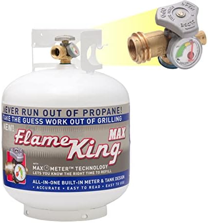 Flame King 20LB Steel Propane Tank Cylinder with Overflow Protection Device Valve and Built-in Gauge, Great for Grills and BBQs