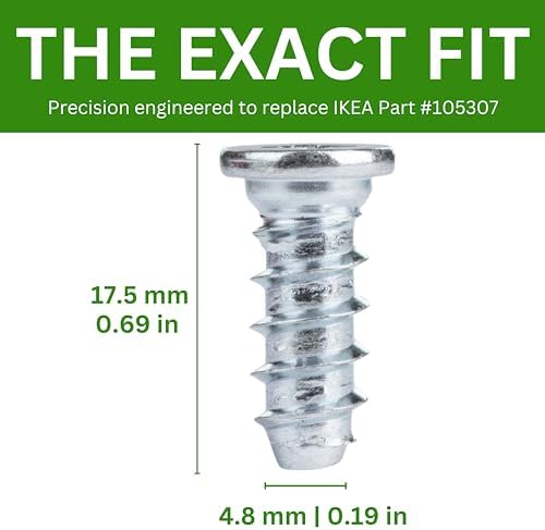 Spare Hardware Parts Bed Frame and Desk Screw (IKEA Part #105307) (Pack of 8)
