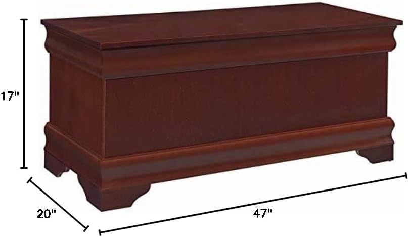 BOWERY HILL Traditional Wood Cedar Blanket Chest, Warm Brown Finish, 47" W x 17" D x 20" H, Cedar-Lined Interior, Solid Pattern