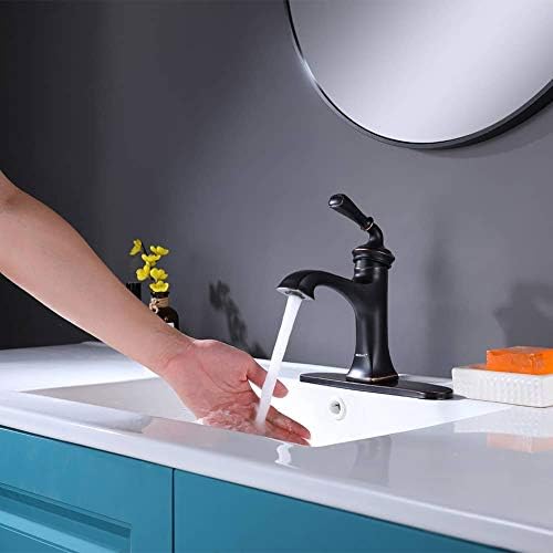 Bathroom Faucet Oil Rubbed Bronze Sink Vanity Faucets Single Handle Brass 8 Inch Lavatory Basin Mixer Taps for Restroom Fit 1 or 3 Hole (with Deck