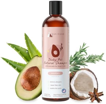 kin+kind Dry Skin + Coat Natural Dog Shampoo - for Dry Skin & Coat - Argan Oil Moisturizing Clean - Cedarwood Fragrance - 12 fl oz