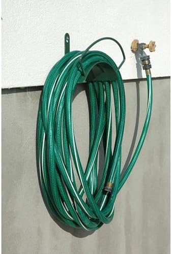 Rocky Mountain Goods Deluxe Metal Hose Hanger - Most Solid Wall Mounted Hose Hanger on The Market - Rust Proof Wrought Iron - Fits 100’ of Hose