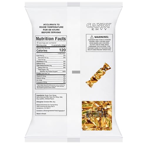 Candy Envy - Individually Wrapped Caramels - Gold Wrapper - 2 Pound Bulk Gold Candy
