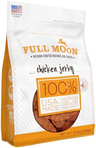 Full Moon Chicken Jerky Healthy All Natural Dog Treats Human Grade Made in USA Grain Free, 1.5 Pound (Pack of 1)