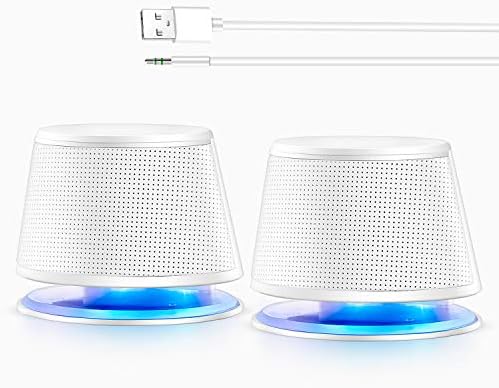 Sanyun SW102 Computer Speakers for Desktop PC Laptop, 2.0 USB Powered | Dual Passive Radiators, Punchy Bass, 3.5mm AUX for Audio, In-Line Volume Control, Plug and Play, Space-Saving (Pair, Black)