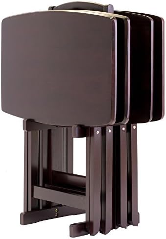 Winsome Darryl Set of 4 Oversized Foldable Tables, Walnut, 26" | Easy to Store Portable Fold Up Table Set for Kitchen, Living Room TV Dining, Crafts, Puzzles, Work From Home
