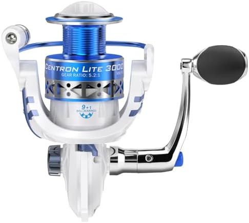 KastKing Centron & Centron Lite Spinning Fishing Reels, Collapsible Handle | Max Drag: 17.5 lb, 9+1 BB, 13.9 oz, CNC Aluminum Spool, 5.2:1 Gear Ratio, Freshwater & Saltwater, Fishing Gifts for Men