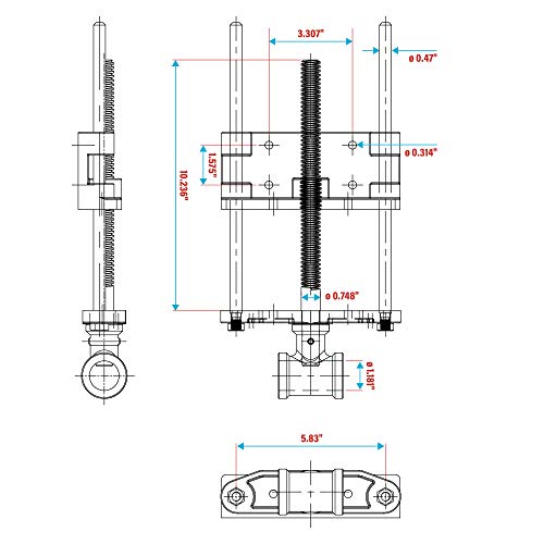 Groz Woodworking Front Vise, 7-1/8" Jaw Width, 8-1/4" Jaw Opening, Cast Iron Body and Handle Socket, Precision Rolled Threads with Twin Guides