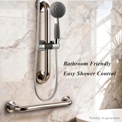 YOO.MEE ADA Handheld Shower, fits Elderly, People Disabled in Action | Big-button turning, silicone grip, pause setting, for parkinson, arthritis