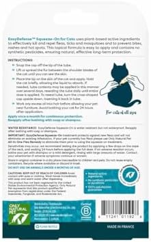 Only Natural Pet Flea and Tick Prevention for Cats - EasyDefense Flea Remedy - Natural Flea Care Control Squeeze-On Drops - Three Months Supply (1-Pack)