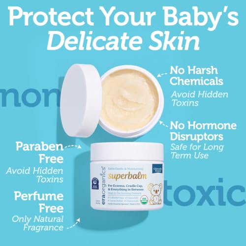 Superbalm USDA Organic Healing Ointment for Baby Eczema & Cradle Cap - 2oz | 100% Natural Soothing Superfood Cream for Toddler & Kids - Eczema, Cradle Cap, Baby Acne & Rashes - Non-Toxic, Fragrance-Free