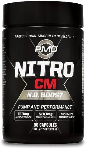 PMD Sports Nitro CM Nitric Oxide with Agmatine Supplement - 90 Capsules | Muscle Growth Support, Muscle Pump, L-Arginine, Endurance Antioxidants Boost, Hardcore Training and Bodybuilding Support