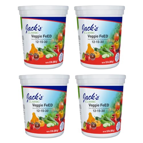 Jack's Classic 12-15-30 Veggie Feed Water-Soluble Fertilizer, 1.5lb | Powdered, Targeted Micronutrient Package, for Vigorous Plant Growth and Abundant Fruit Set, Liquid Root & Foliar Feeding
