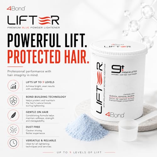 4BOND Premium Hair Bleach Powder Lightener | Blue Based Lightener | Up To 9 Levels Of Lift | Infused with Amino Acids, and Quinoa