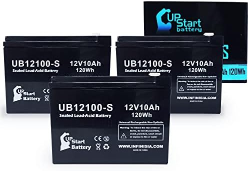 3X 12V 10Ah UB12100-S Replacement for Schwinn S750 36 Volt Battery | Replacement Universal Sealed Lead Acid Battery (10000mAh, F2 Terminal, AGM, SLA)