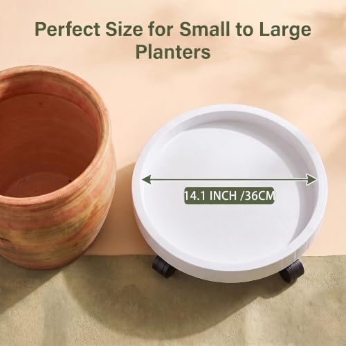 2 Pack of 11 Inch Heavy Duty Plant Caddy with Wheels, Rolling Plant Stand Pot Trolley, Wheeled Planter Saucer Tray