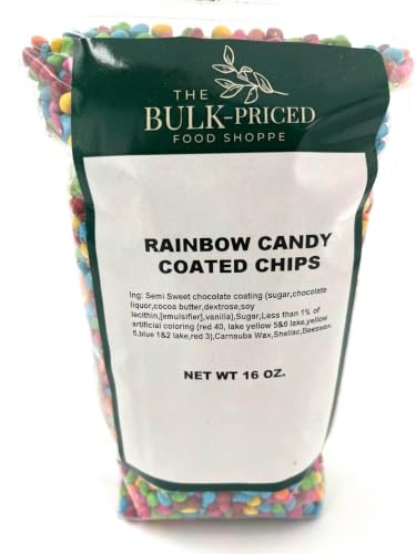 Rainbow Candy Coated Chocolate Chips, Bulk Size (1 lb. Resealable Zip Lock Stand Up Bag)