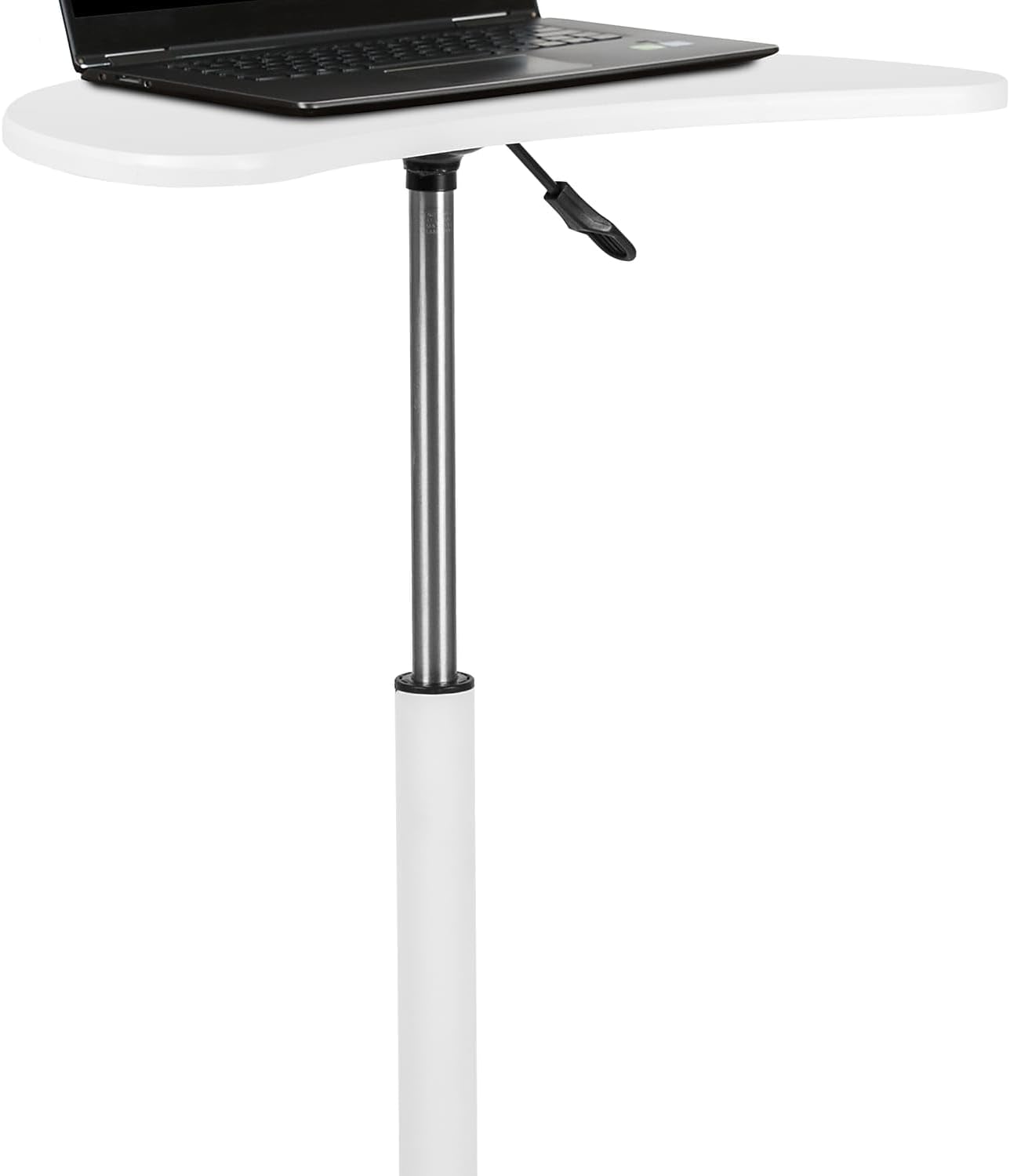 Flash Furniture Eve Sit to Stand Mobile Laptop Desk/Speaker's Lectern with Wheels, Modern Height-Adjustable Portable Standing Computer Desk, Black | Heavy Duty Nylon Base, Dual Wheel Casters