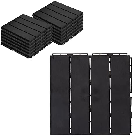 ASTEROUTDOOR Interlocking Deck Tiles Plastic Waterproof Outdoor Flooring 12" x 12" for Patio Garden Deck Poolside Indoor Outdoor, 10 pcs, Gray