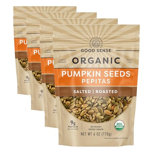 Good Sense Roasted Salted Organic Pumpkin Seeds, 6 Ounce