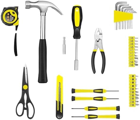 39-Piece Household Tools Kit - Small Basic Home Tool Set with Plastic Toolbox - Great for College Students, Household Use & More