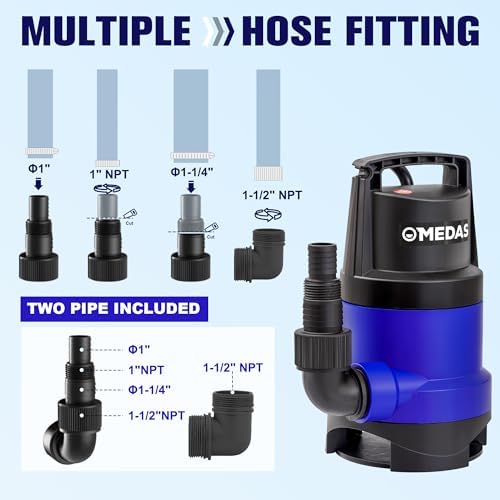 MEDAS 1HP 3434 GPH Sump Pump Submersible Clean/Dirty Water Pump Portable Utility Pump with 16.4ft Cord for Swimming Pool Garden Basement Tub Pond