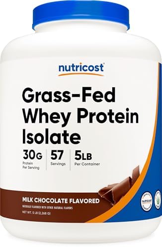 Nutricost Grass-Fed Whey Protein Isolate (Vanilla) 5LBS | GMO-Free, Gluten Free, Natural Flavors