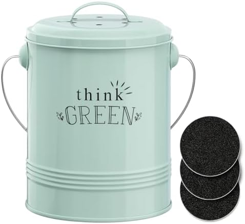 Barnyard Designs 1.2 Gallon Kitchen Counter Compost Bin with Lid (Mint)