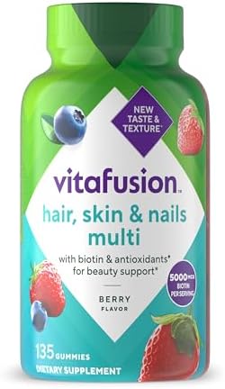Vitafusion Hair Skin and Nails Gummies | Biotin 5000mcg | 100 Count | Gummy Vitamins for Adult Women & Men | Berry Flavor | Gluten-Free Multivitamin Supplement