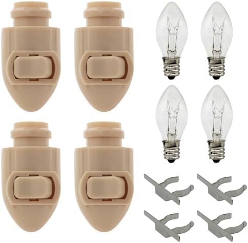 Creative Hobbies Auto On Sensor Plug in Night Light Module Includes 4 Bulbs and 4 Metal Clips, Great for Making Your Own Decorative Night Lights