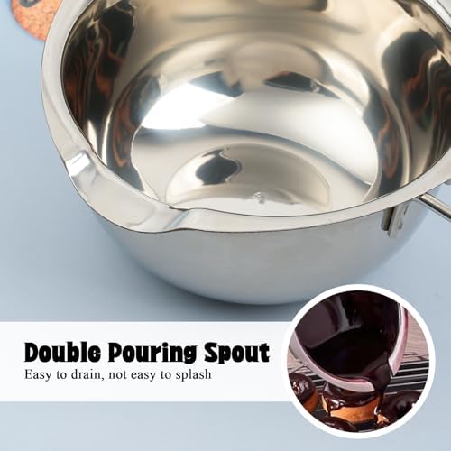 2 Pieces Stainless Steel Double Boiler Pot with 2 Metal Spoon, Chocolate Melting Pot for Melting Chocolate, Butter, Cheese