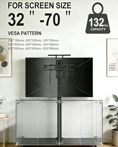 Motorized TV Stand for 32 to 70 inch Screens, Vertical TV Lift with Remote Control, Max VESA 600 * 400