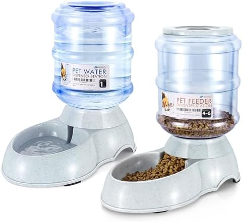Flexzion Gravity Pet Feeder, Dog and Cat Food Dispenser, 1-Gallon Capacity | Self-Replenishing Dry Food Station with Non-Skid Feet and a Carry Handle; Holds Approximately 4-6 Lb Of Kibble