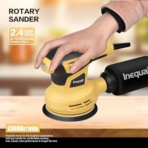280W Random Orbital Sander Corded 5-inch Electric Palm Sander | 13000 OPM Electric Palm Sander for Woodworking, Sanding & Polishing, 6-Speed, Dust Box