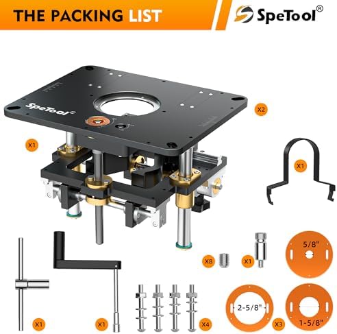 SpeTool Router Lift System – Heavy-Duty Aluminum Router Lift Kit for Woodworking