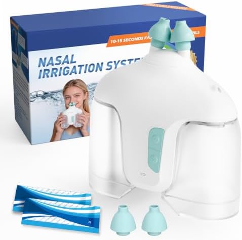 Sonmol Electric Nasal Irrigation System with 50 Saline Packets | Dual Gentle & Strong Cleaning Modes, Nasal Congestion Relief, Auto Pressure Relief