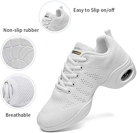 Slow Man Women's Jazz Shoes Lace-up Sneakers - Breathable Air Cushion Lady Split Sole Athletic Walking Dance Shoes Platform