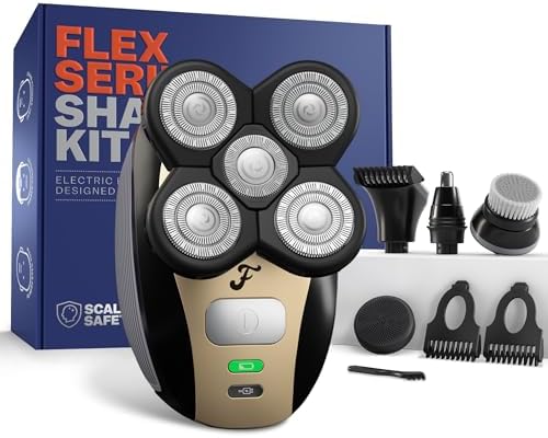 Freebird FlexSeries Electric Head & Body Hair Shaver - Mens Cordless Rechargeable Wet/Dry Skull Bald Head Back & Groin Waterproof Razor with Rotary