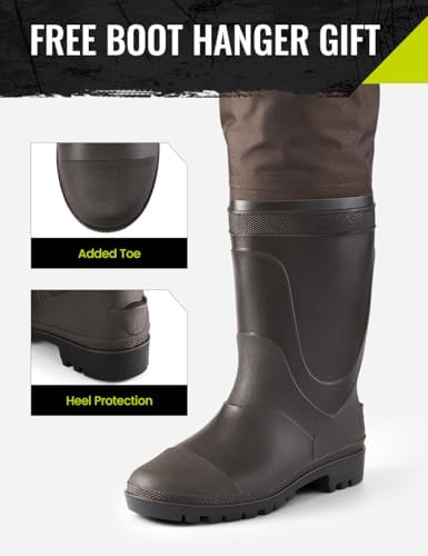 TIDEWE Fishing Hip Waders, Lightweight Hip Boots for Men Women | Waterproof 420D 2-Ply Nylon/PVC, Hunting Bootfoot Waders, Boot Hanger Included